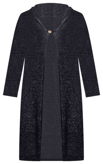 Women's Knee Length Long Sleeve Hooded Cardigan Shrug