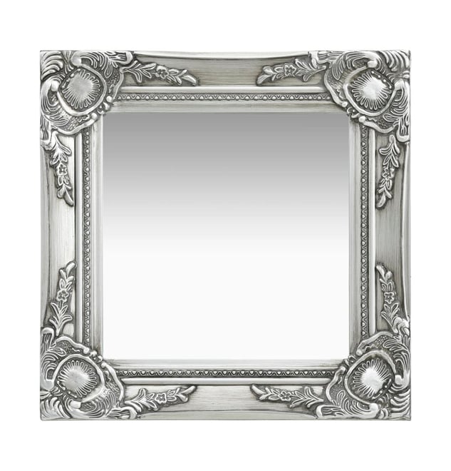 Wall Mirror Baroque Style 15.7"x15.7"Silver