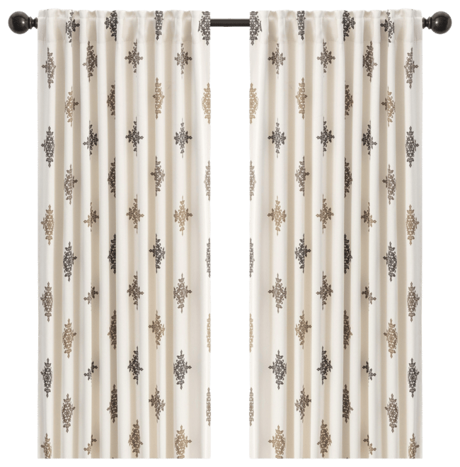 Premium 2-Panel Ornamental Damask Classy Room Darkening Curtains