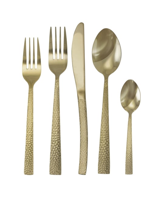 Baily 20 Piece Flatware Utensil Set, Stainless Steel Silverware Metal Service for 4 in Light Gold