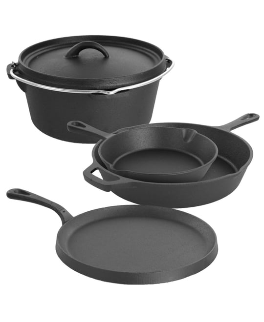 Pre-Seasoned Cast Iron 5-Piece Kitchen Cookware Set, Pots and Pans