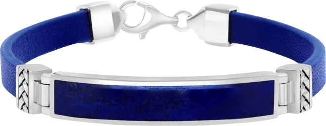 Effy Men's Lapis & Blue Leather Bracelet in Sterling Silver (Also in Onyx & Malachite)