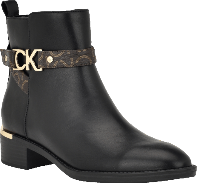 Women's Dhara Logo Strap Block Heel Booties