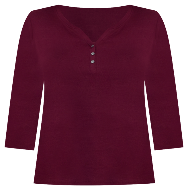 Plus Size 3/4-Sleeve Cotton Henley Top, Exclusively at Macy's