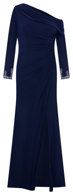 Women's Off-One-Shoulder Beaded-Cuff Gown