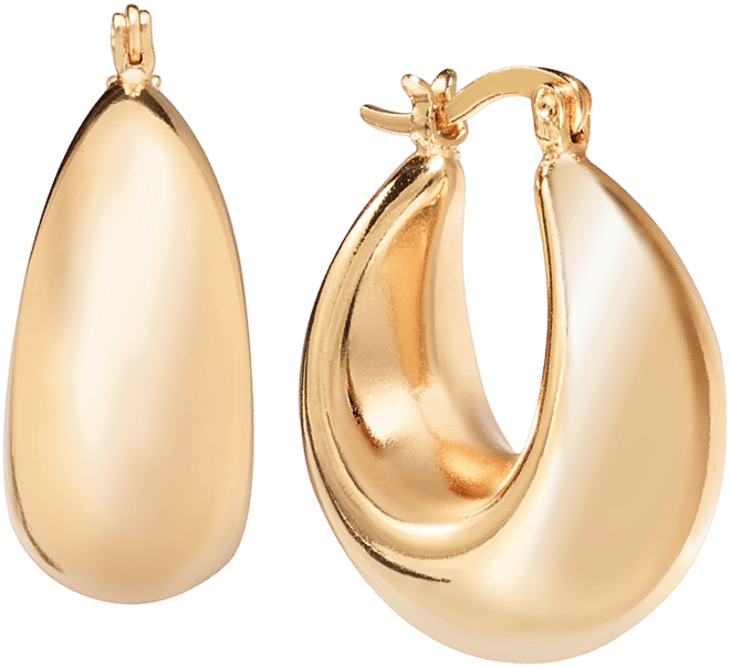 Silver Plated or 18k Gold Plated Brass Puff Hoop Earring
