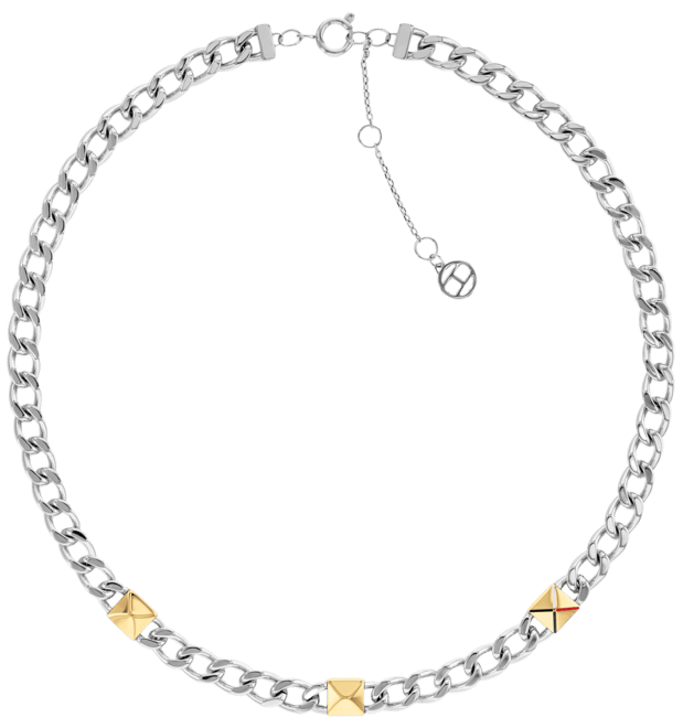 Two-Tone Stainless Steel Necklace, 16" + 2" extender