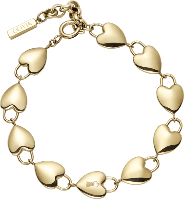 Women's Locked Heart Gold Plated Bracelet