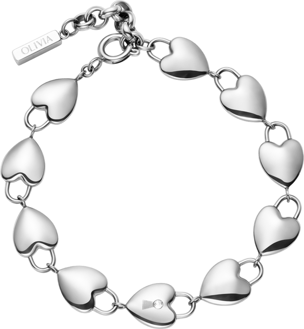 Women's Locked Heart Silver Tone Bracelet