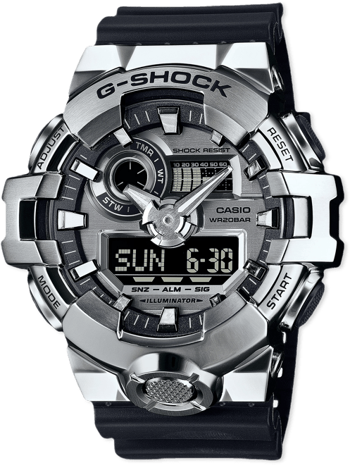 G-SHOCK SHOCK RESIST ステンレス G-Shock Men's Ana-Digi Black Resin Strap Stainless Steel Case