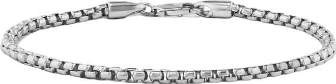 Men's Box Chain Bracelet, 3mm in Rhodium-Plated Sterling Silver