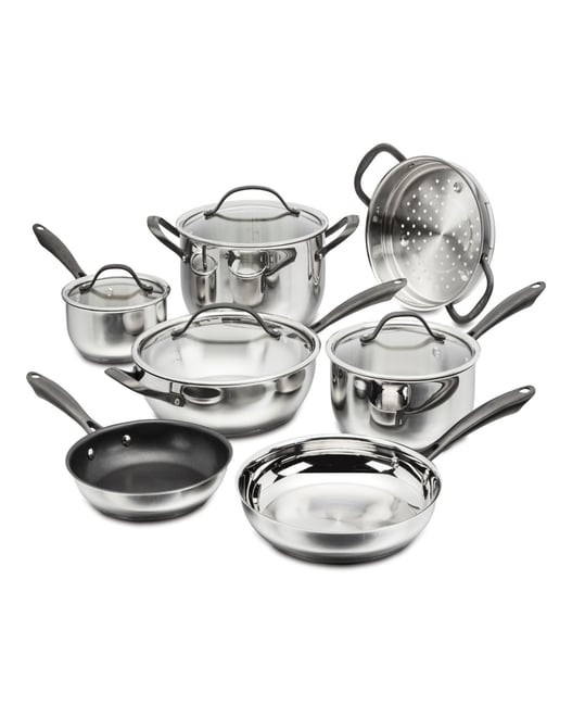 Radiant Pro Stainless with Brushed Titanium Finish Cookware Set, 11-Pc.