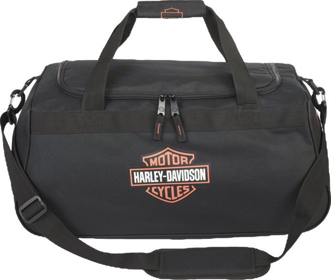 Bar & Shield Logo Duffel in Black/Orange