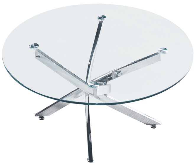 Modern Round Tempered Glass Coffee Table With Chrome Legs