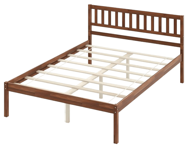 Queen Size Wood Bed Frame with Headboard and Slat Support-Queen Size
