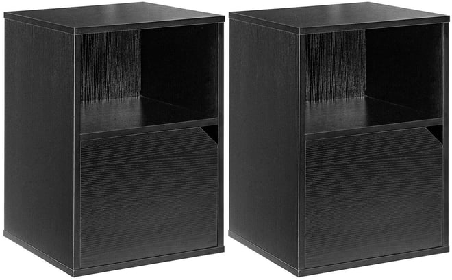 Set of 2 Nightstands Side End Table Storage Cabinet Shelf Living Room White