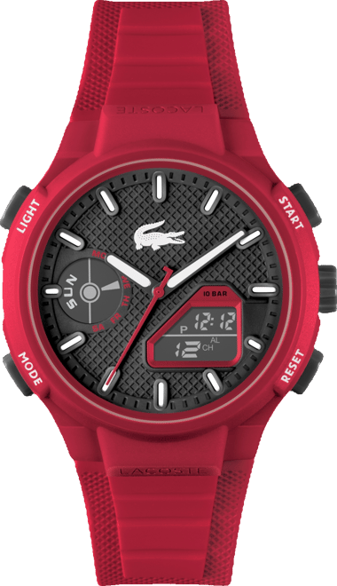 Lacoste Men's LC33 Red Silicone Strap Watch 45mm - Macy's
