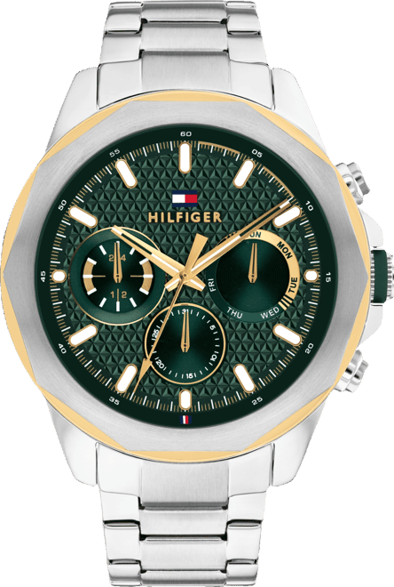 Men's Multifunction Silver-Tone Stainless Steel Bracelet Watch 46mm