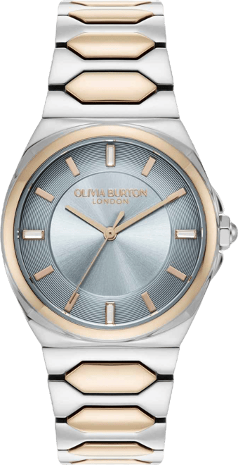 Women's Lustre Silver and Rose Gold-Tone Stainless Steel Bracelet Watch 34mm