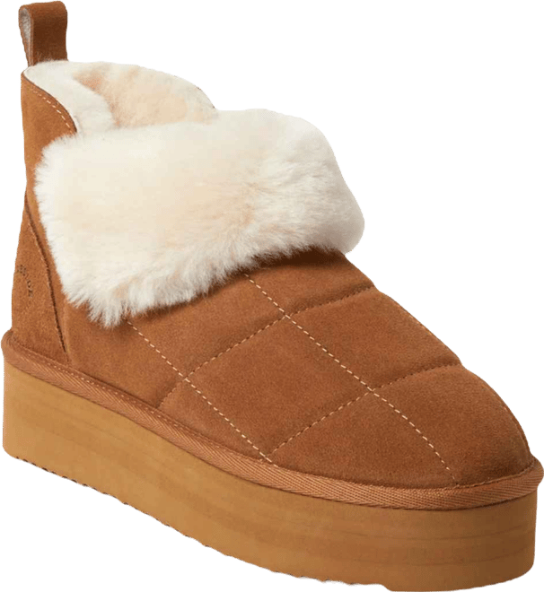 Fireside by  Women's Bayswater Genuine Shearling Quilted Platform Bootie