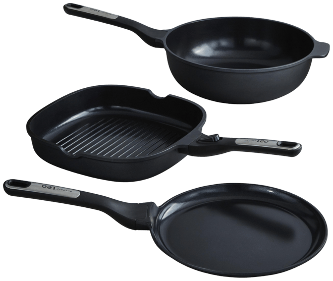 Leo Phantom 3pc Nonstick Ceramic Specialty Cookware Set, Recycled