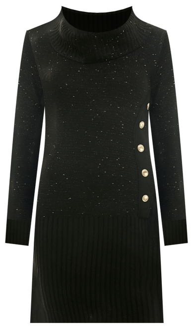 Juniors' Turtle-Neck Button-Detailing Sweater Dress