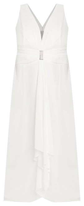 Plus Size Plunge-Neck Chiffon Jumpsuit