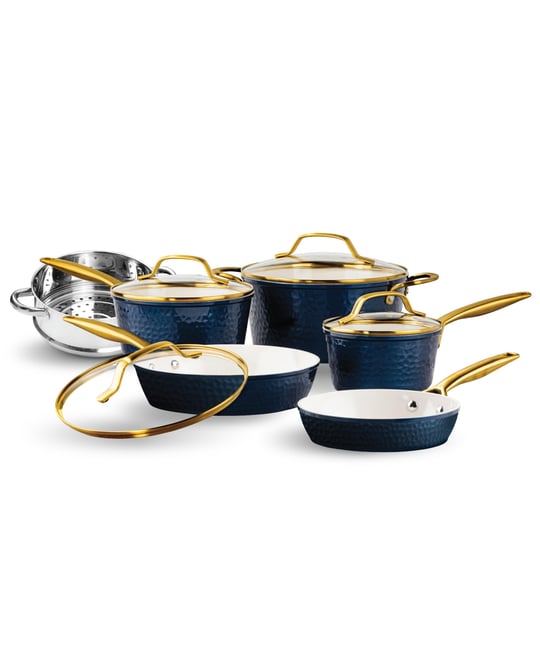 Pro Hammered Collection 10-Piece Ceramic Coating Nonstick Cookware Set