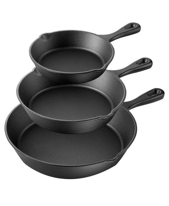 Pre-Seasoned 3 Piece Cast Iron Skillet Set