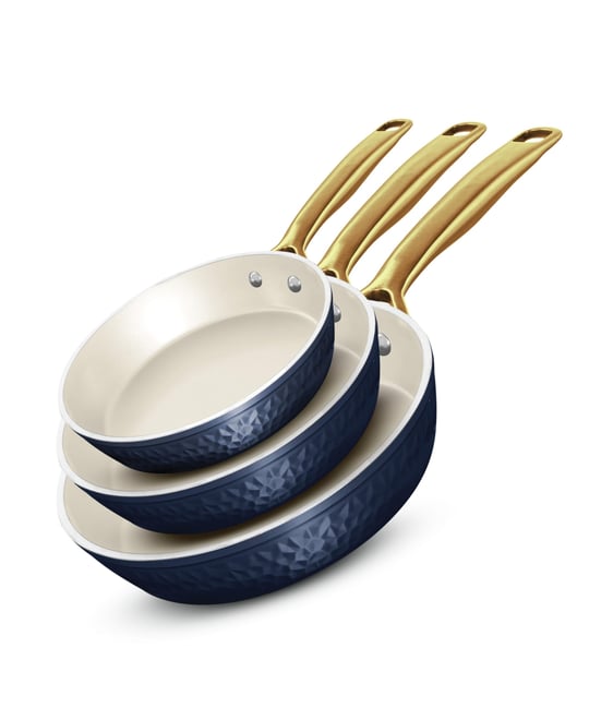 Pro Hammered Collection 3-Piece Ceramic Coating Nonstick Frying Pans Set