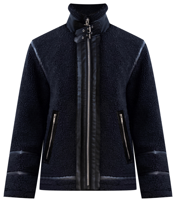 Men's Fleece Faux-Leather Trim Jacket