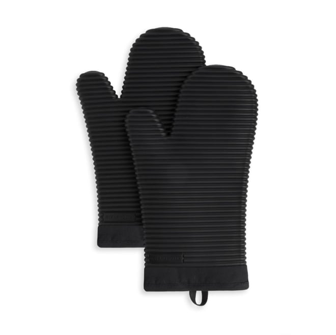 Ribbed Soft Silicone 2-Pc. Oven Mitt Set
