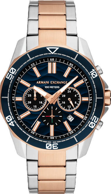 Men's Quartz Chronograph Two-Tone Stainless Steel Watch 44mm