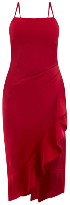 Juniors' Ruffled Side-Slit Midi Dress