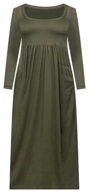 Women's Long Sleeve Empire Waist Pocket Maxi Dress