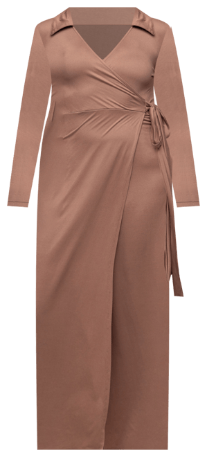 Women's Comfortable Collared Wrap Maxi Dress