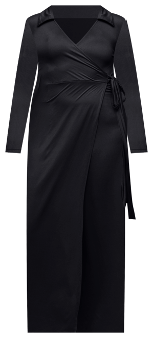 Women's Comfortable Collared Wrap Maxi Dress