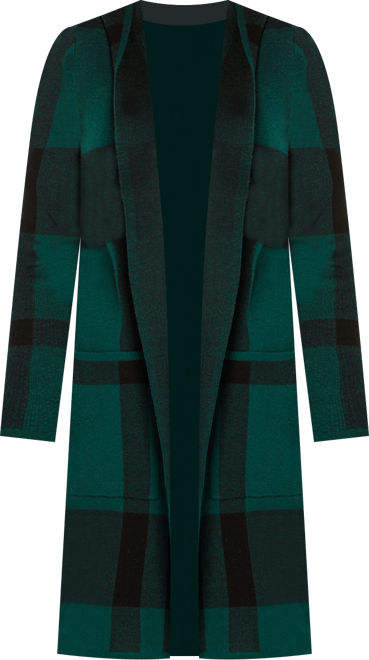 Women's Hooded Plaid Coatigan Sweater