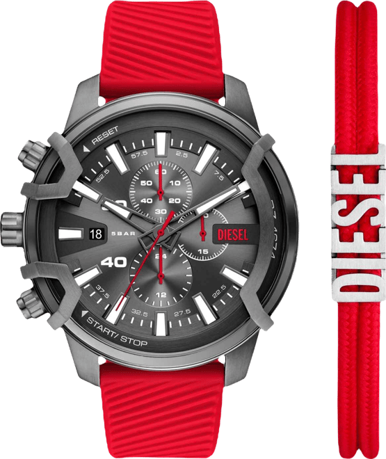 Men's Griffed Quartz Chronograph Red Silicone 48mm