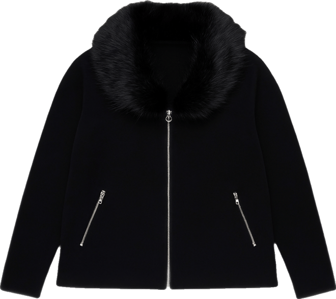 Black Label Plus Size Polyester Collar Short Zip Cardigan Sweater