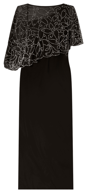 Petite Beaded Overlay Gown