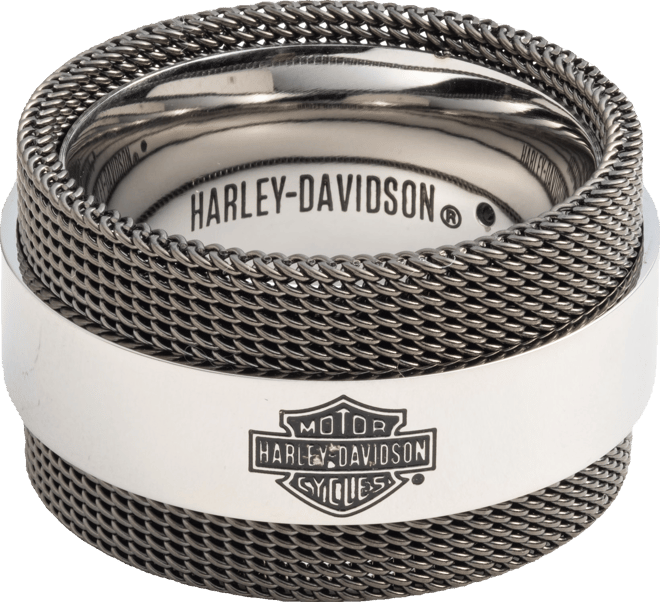 Men's Bar & Shield Logo Mesh Ring