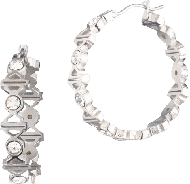 Women's Logo Bling Hoop Earrings