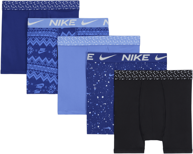 Nike Dri-FIT Big Kids' Holiday Poly Boxer Briefs (5-Pack)