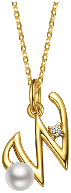 Kids/Teens Personalized 14K Gold Plated Initial Pearl Pendant Necklace