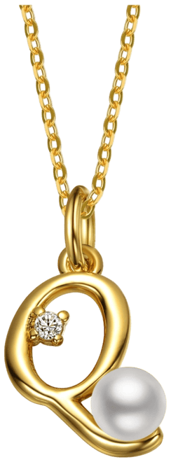 Kids/Teens Personalized 14K Gold Plated Initial Pearl Pendant Necklace