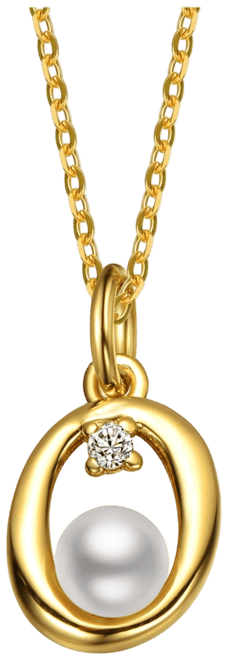 Kids/Teens Personalized 14K Gold Plated Initial Pearl Pendant Necklace