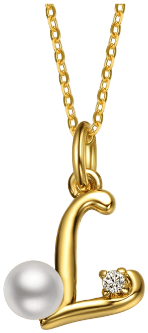 Kids/Teens Personalized 14K Gold Plated Initial Pearl Pendant Necklace
