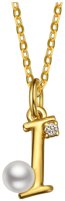 Kids/Teens Personalized 14K Gold Plated Initial Pearl Pendant Necklace