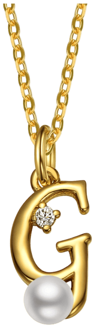 Kids/Teens Personalized 14K Gold Plated Initial Pearl Pendant Necklace
